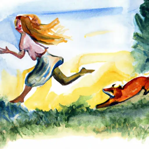 fox chasing a woman
