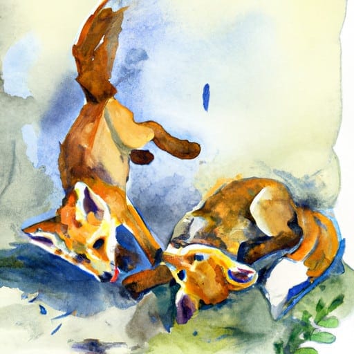 baby foxes playing