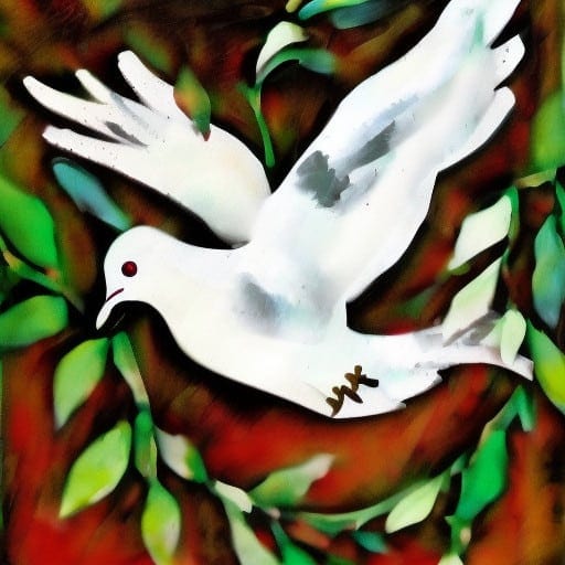 white dove with olive branch