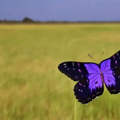 purple butterfly appearing on the horizon