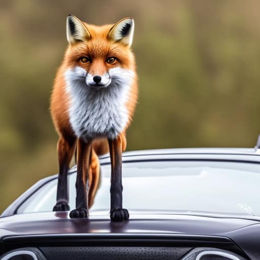red fox on a car