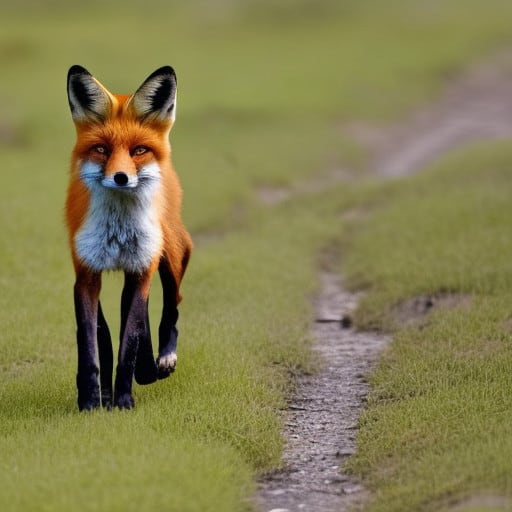 red fox appearing on a path