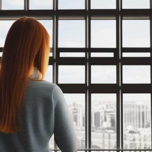 business woman looking out of the window