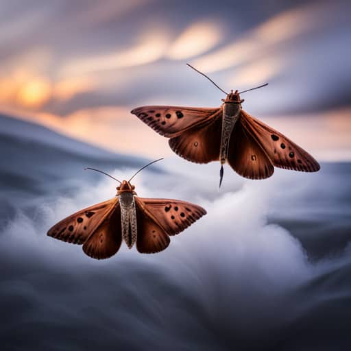 brown moths flying