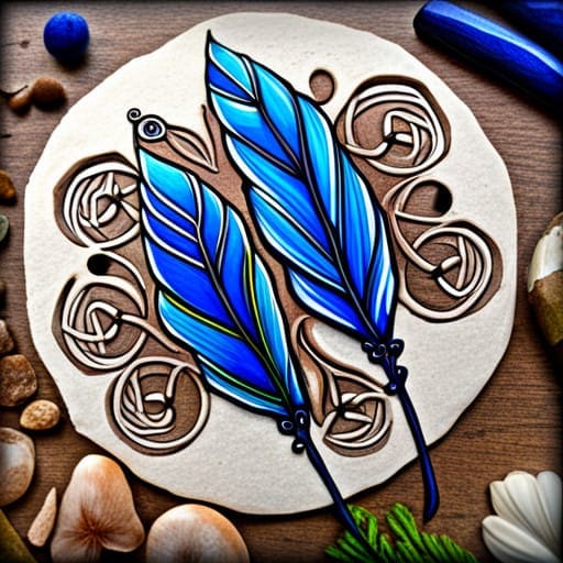 celtic style blue jay's feather