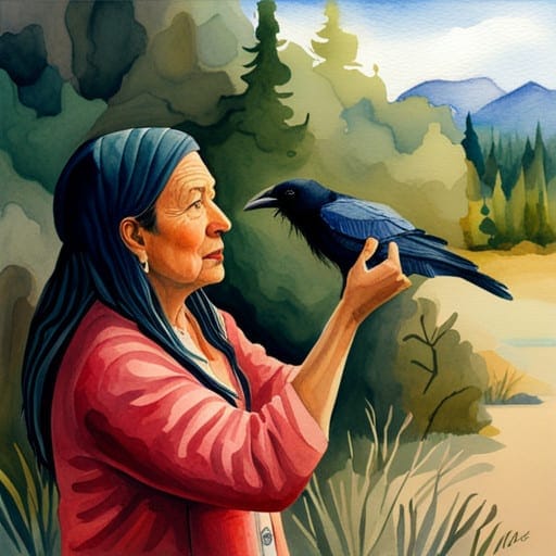 woman finding a raven feather