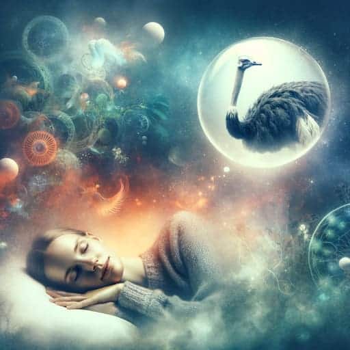User sleeping woman having an ostrich dream
