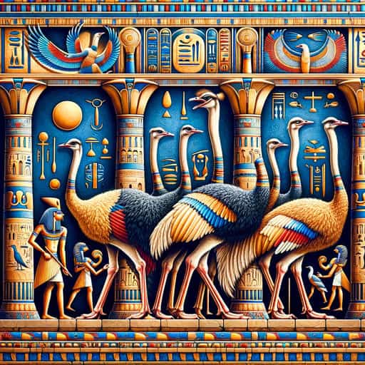 ancient egypt style ostriches