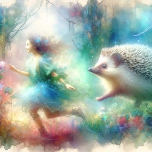 hedgehog chasing a person