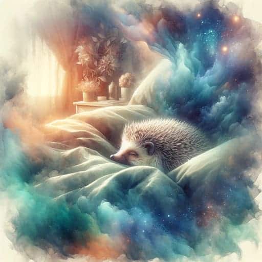 hedgehog in a bed