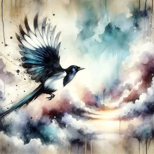 magpie flying in the sky