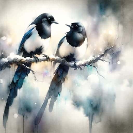 two magpies sitting on a branch