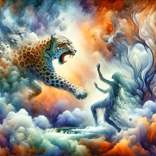 leopard is attacking a person