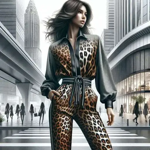 person wearing leopard print clothing