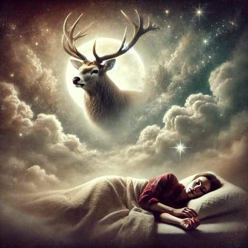 sleeping womand dreaming about a buck