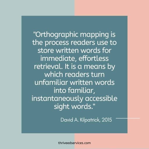 Kilpatrick quote about orthographic mapping and sight words