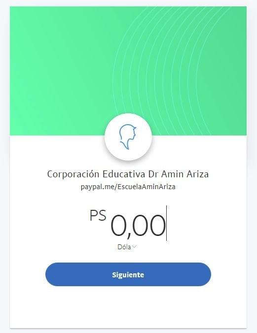 Pago Paypal Escuela Dr. Amin Ariza pantalla 1