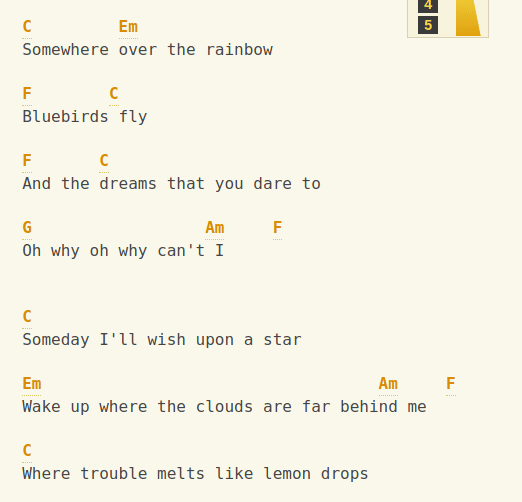 Somewhere Over The Rainbow Ukelele tab 3
