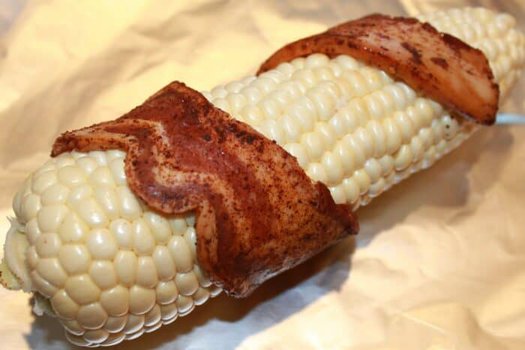 Bacon wrapped corn on the cob