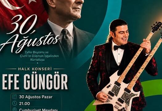 SPOT: ÇİVRİL’DE ZAFER BAYRAMI VE İLÇENİN DÜŞMAN İŞGALİNDEN KURTULUŞUNUN YIL DÖNÜMÜ DOLAYISIYLA 30 AĞUSTOS PAZAR GÜNÜ CUMHURİYET MEYDANI’NDA KUTLAMA PROGRAMI DÜZENLENECEK. PROGRAMDA EFE GÜNGÖR KONSER VERECEK.