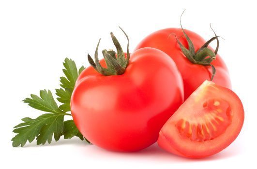 3 tomatoes on a white background