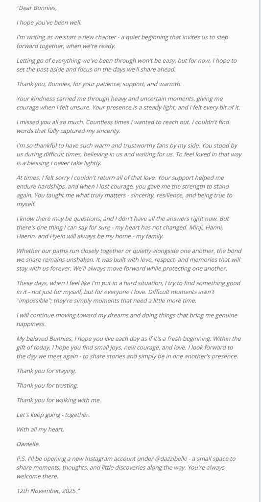 Surat Danielle NewJeans