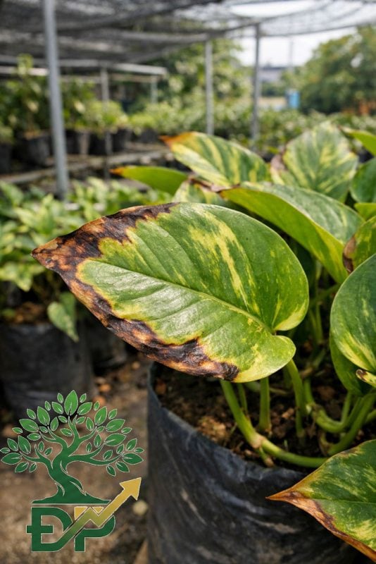 Cây trầu bà bị cháy lá