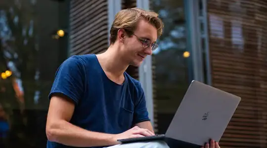 Student on a computer