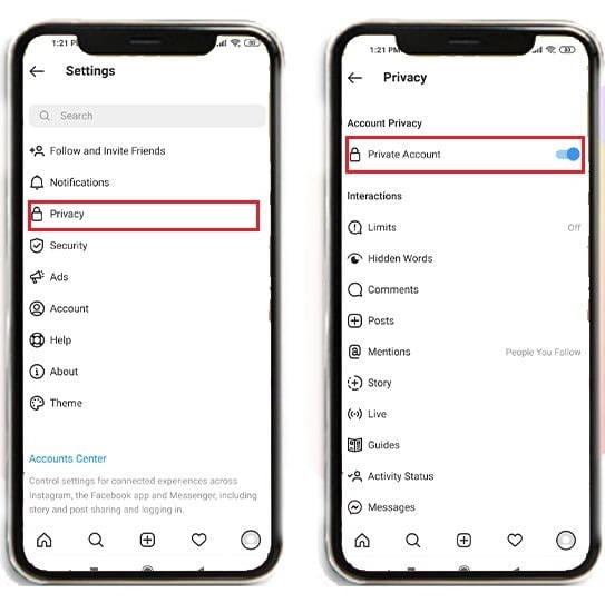 عمومی کردن اکانت اینستاگرام