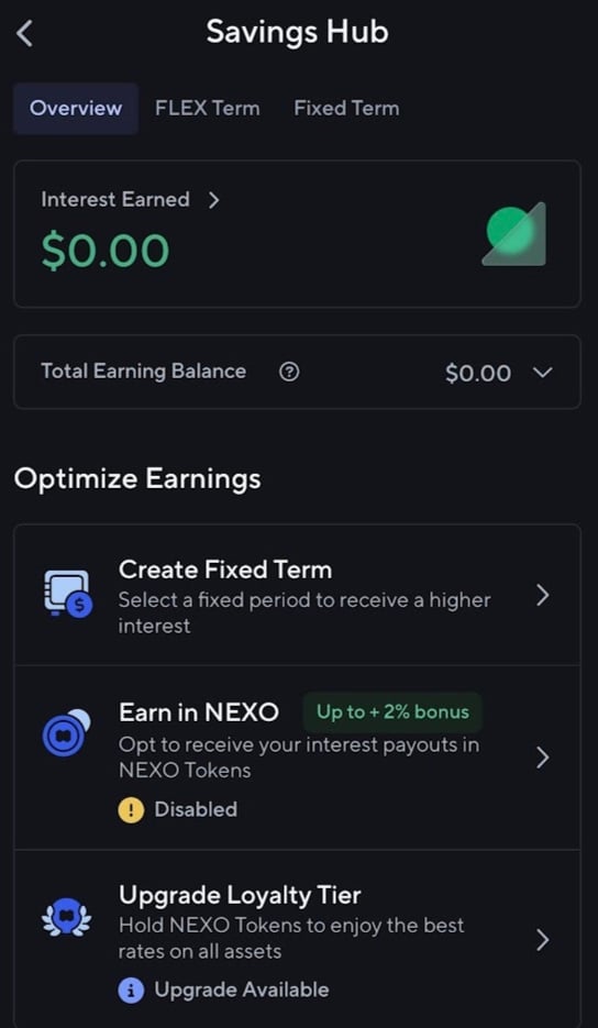 Nexo Savings Hub