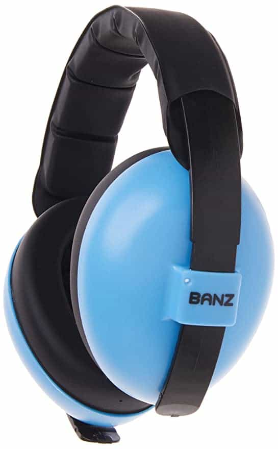 blue infant headphones with black band