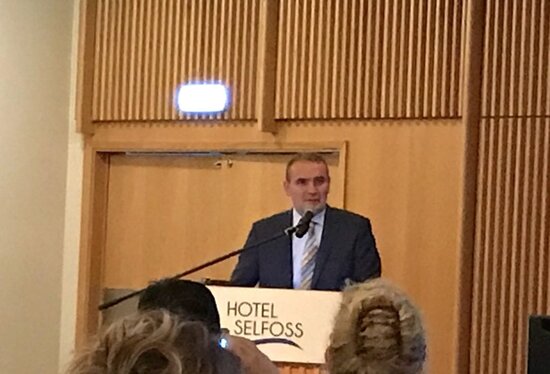 Guðni Th. Jóhannesson at Nordic baby swimming conference in Iceland
