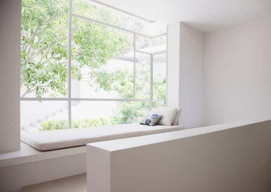 clean window with bench to make home look better