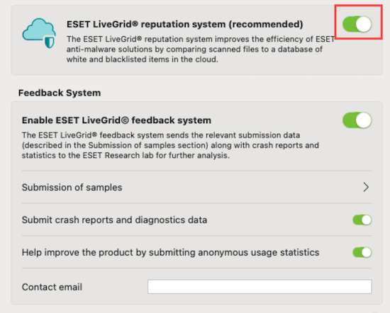 Enable ESET LiveGrid