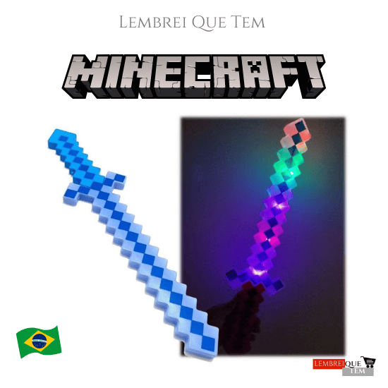 Brinquedo Espada Minecraft Diamante Com Som E Luz 58 cm