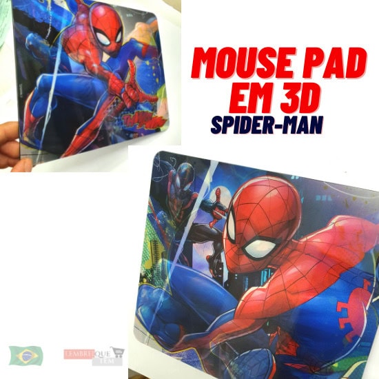 Mouse Pad 3D Emborrachado antiderrapante Homem Aranha Spider Man -holográfico marvel