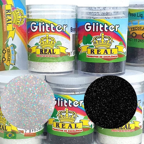glitter e Purpurina brilho Branco ou Preto