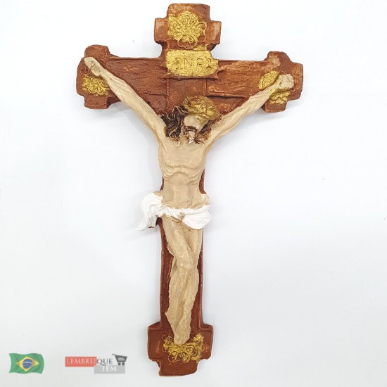 crucifixo de parede em gesso 19cm – imagem religiosa