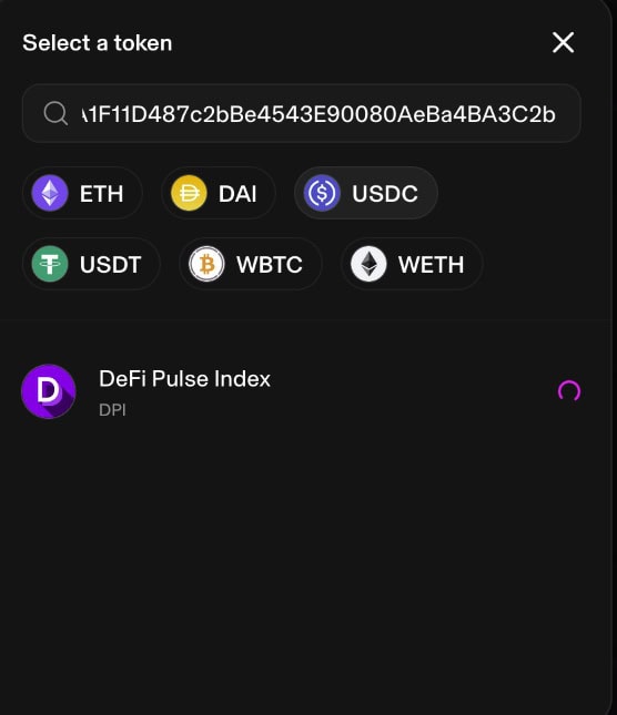 Looking for a token on a crypto index