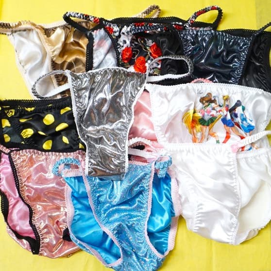 SECONDS LOT 10 Pieces WOMEN'S Sissy Satin Foil shiny Panties sz S/M
