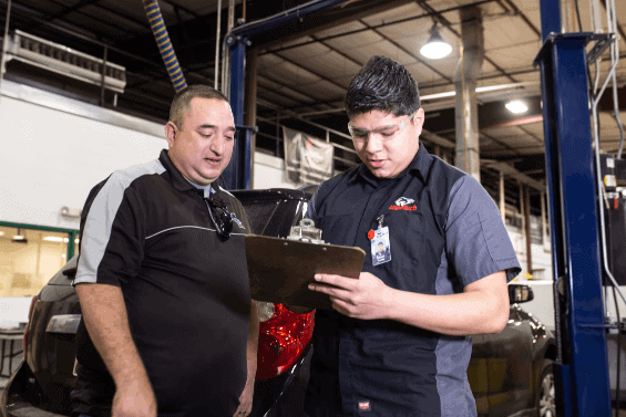 Student and Instructor in shop