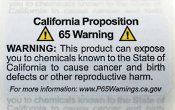 Prop 65 warning label sample on jewelry packaging from a Yiwu supplier