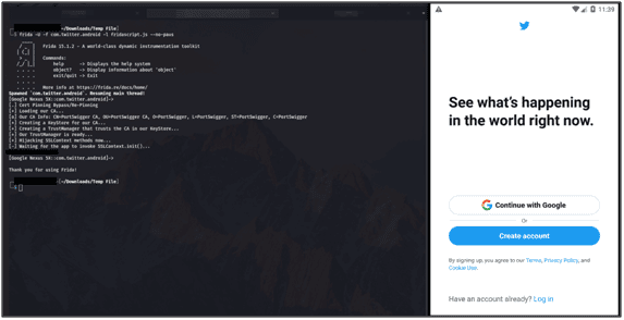 SSL pinning bypassed