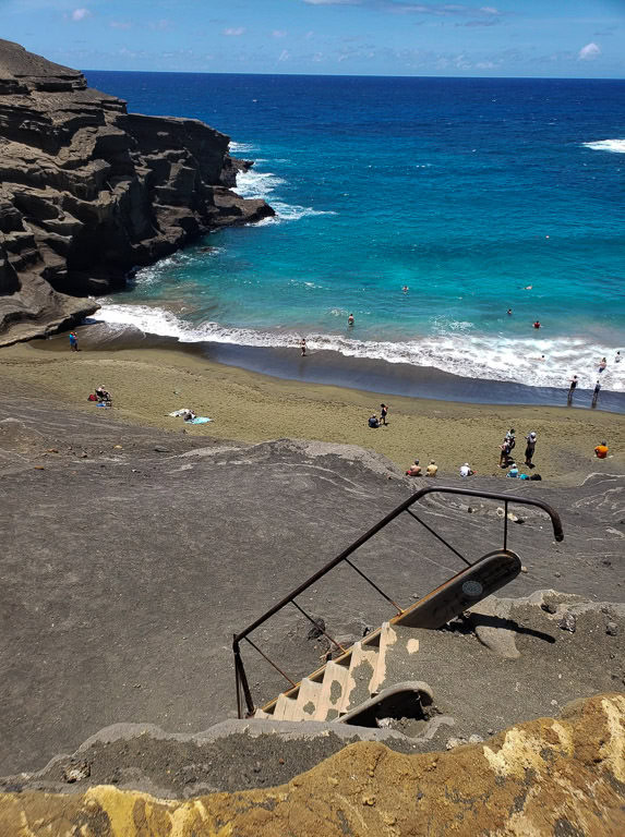 stairs to Papakolea Green Sand Beach Big Island Hawaii