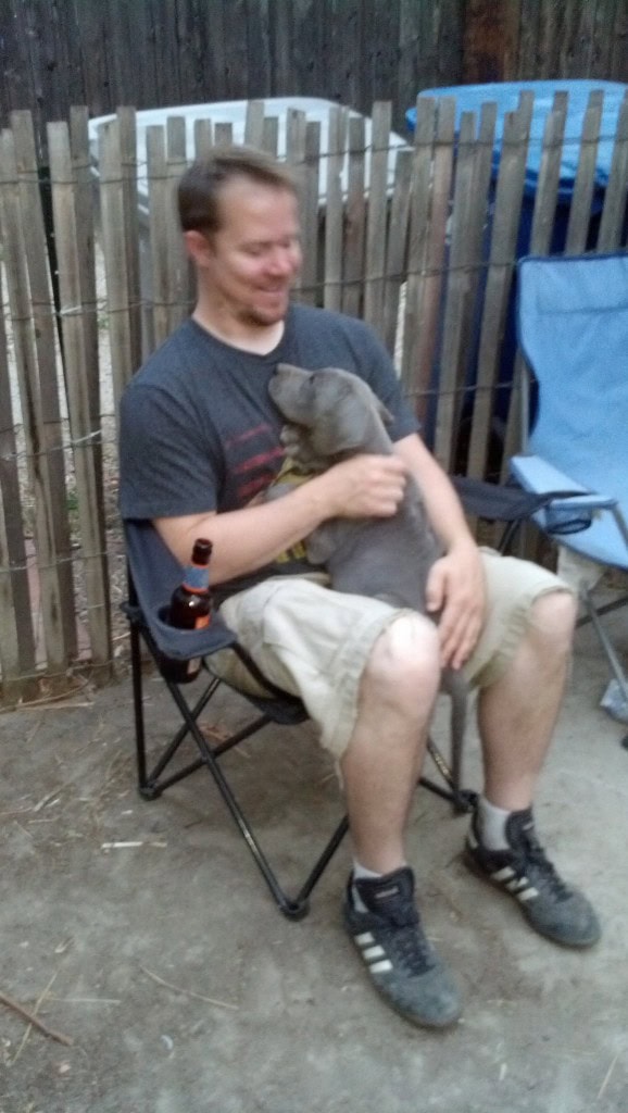James got some puppy time too while I was leveling out the yard areas (whih I threw grass seed on today, though I may just get some sod... I figured since I had it...