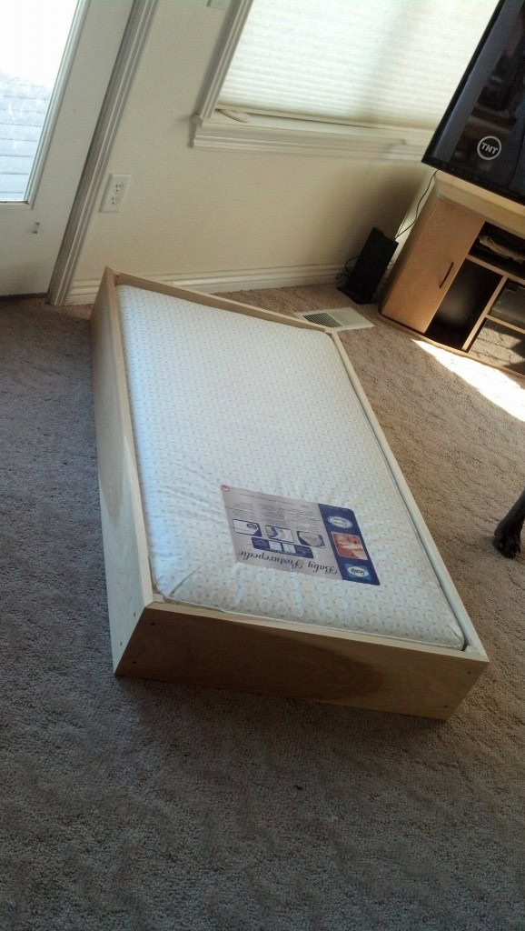 Still need to elevat it a little though so that when shes in there she isn't rolling onto sharp edges