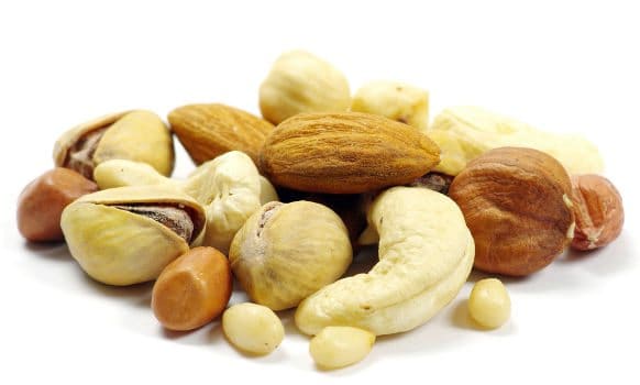 Mixed nuts on white background