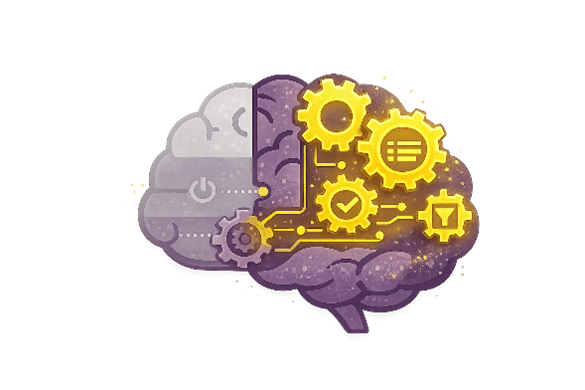 Illustration cerveau IA avec engrenages symbolisant l’intelligence artificielle dans un logiciel de recrutement ATS
