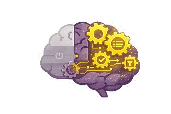 Illustration cerveau IA avec engrenages symbolisant l’intelligence artificielle dans un logiciel de recrutement ATS