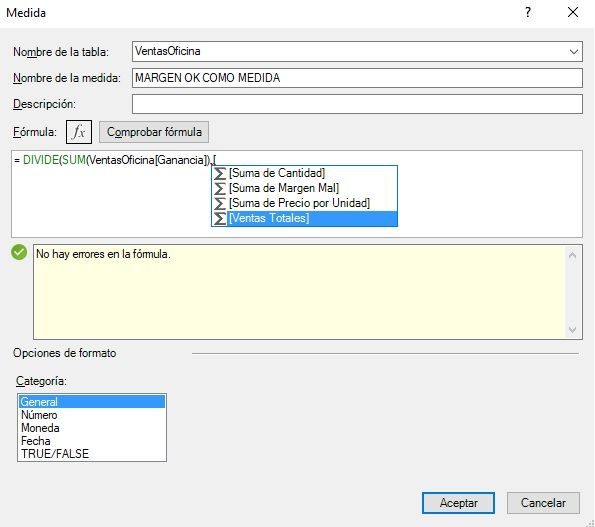 Insertar medida a partir de otra medida